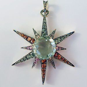 H Stern 18K Gold Diamond Sapphires Star XL Pendant